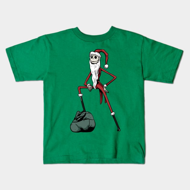 Santa Jack Skellington Kids T-Shirt by Black Snow Comics